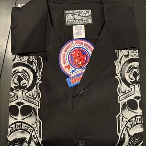 Third Rail Black Graphic Button-Up Shirt